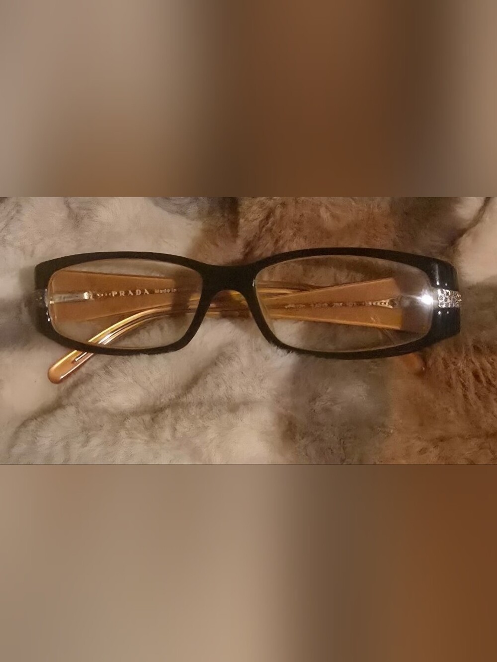 PRADA Eyeglasses Frames Women's Black and Amber